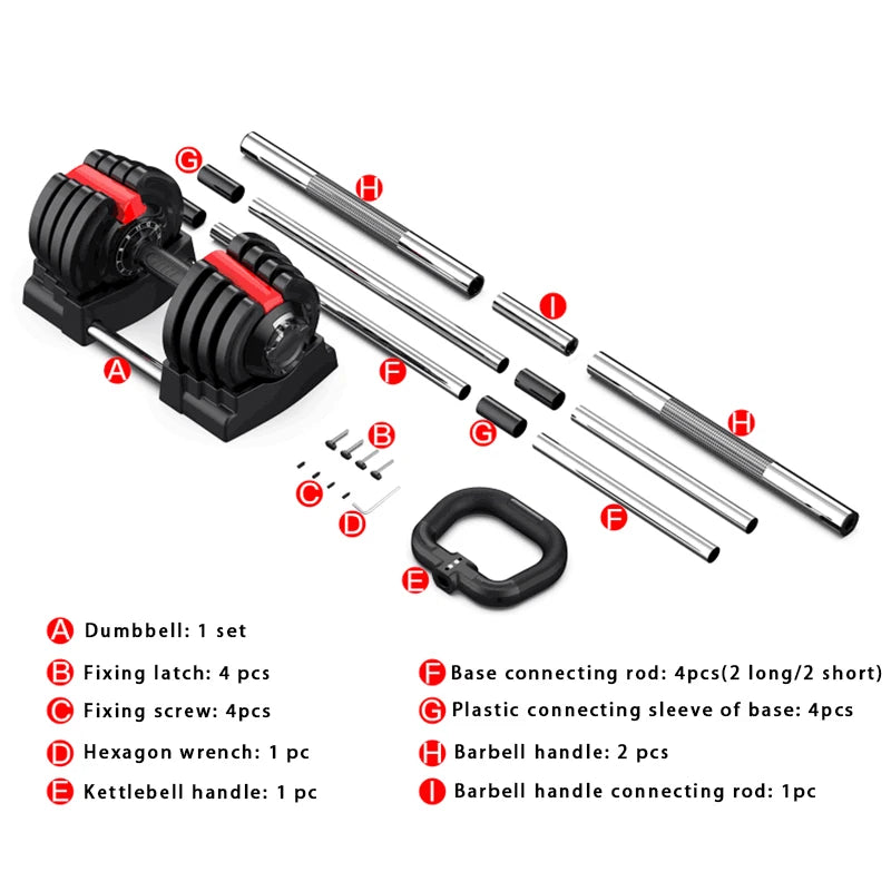 Adjustable Switch Free Dumbbell to Kettlebell and Barbell Professional Strength Training Fitness Equipment