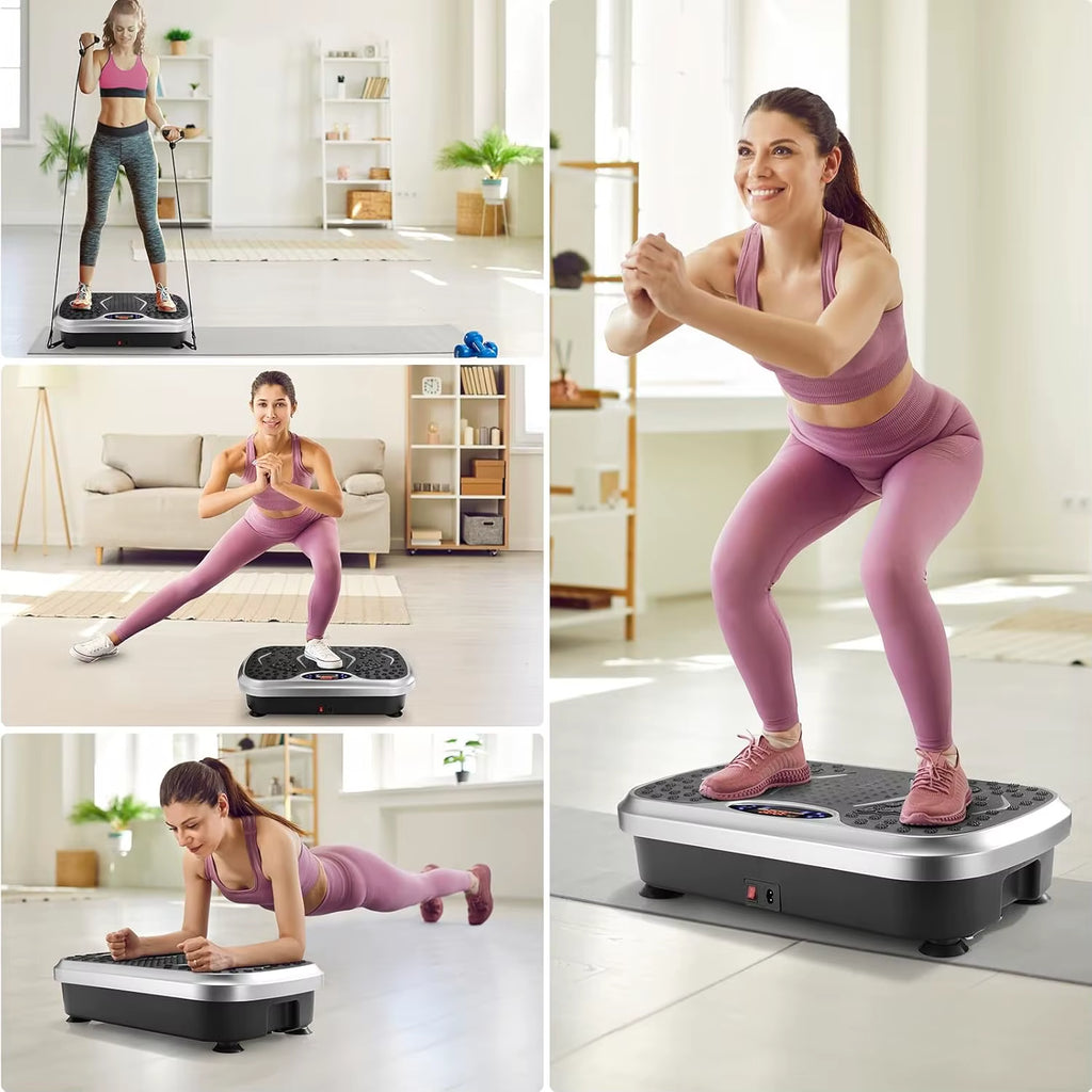 Vibration Plate,Fitness Vibration Board for Home,Full Body Exercise Machine,Fat Burning&Muscle Building,Body Shaper,Silver