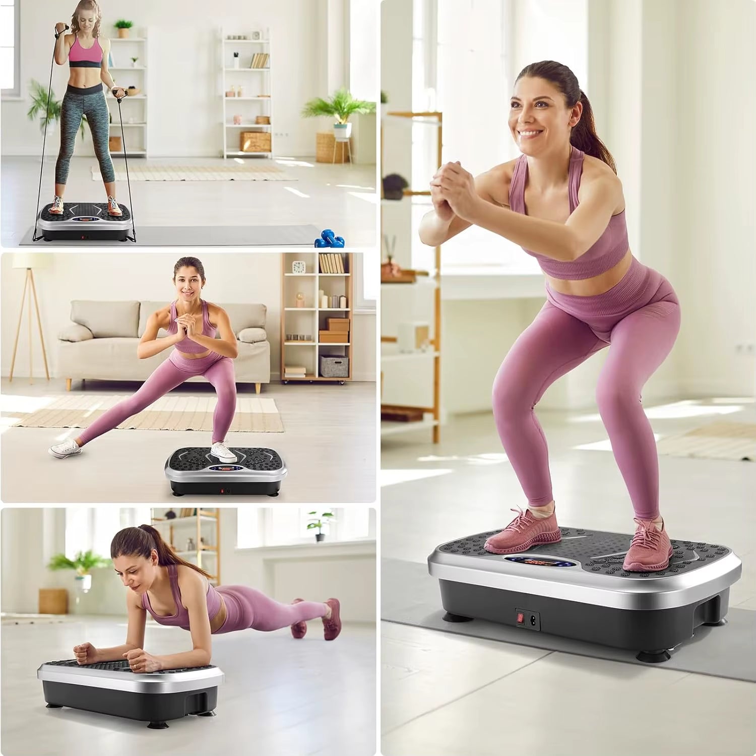 Vibration Plate,Fitness Vibration Board for Home,Full Body Exercise Machine,Fat Burning&Muscle Building,Body Shaper,Silver